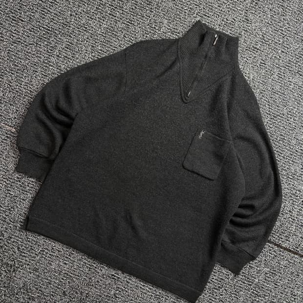 90s YSL 입생로랑 아카이브 하프집업 하이넥 스웨터 2063