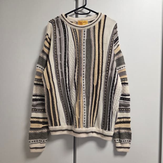 호주산 90s Mulca 퓨어울 케이블 니트 L(100)