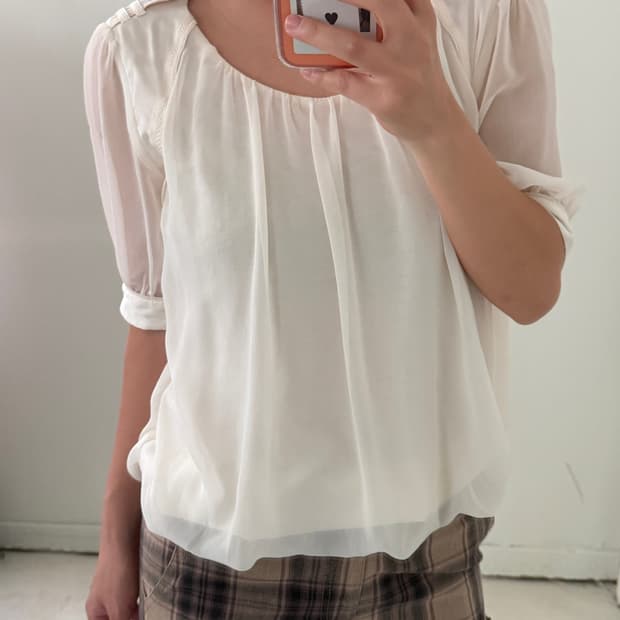 일본빈티지 아이보리 벌룬 블라우스