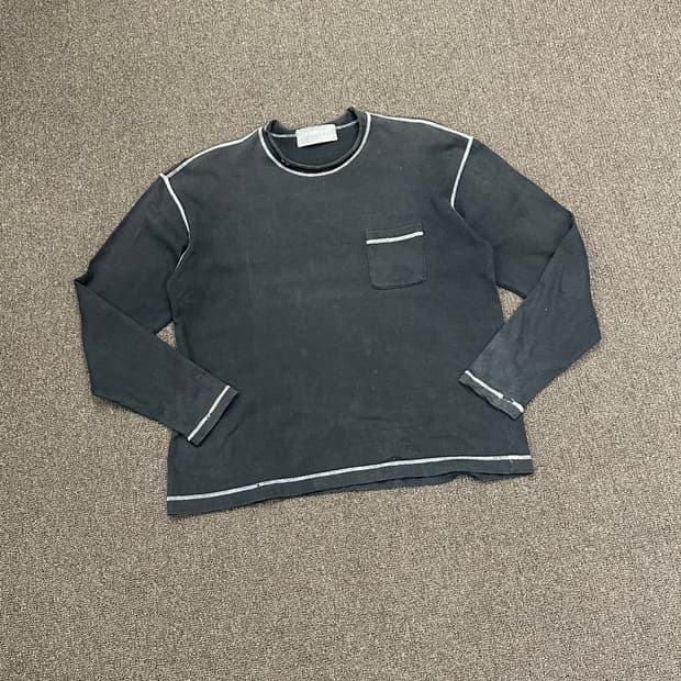 OS)Japanese vintage 스티치 디테일 블랙 롱슬리브