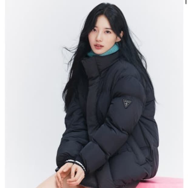 게스 여성 숏 패딩 블랙 M