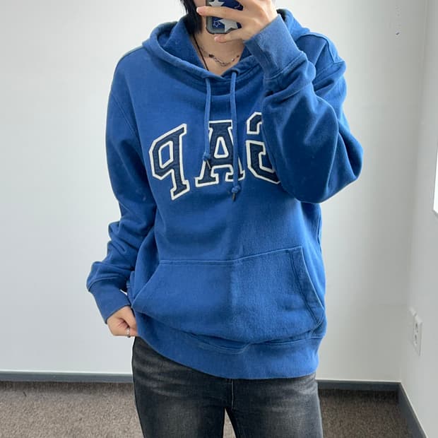 Gap 갭 네이비 로고 블루 후드티