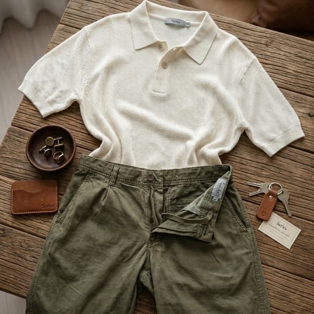 시리즈(series;) 카키 린넨 혼방 반바지 (78사이즈/30인치)