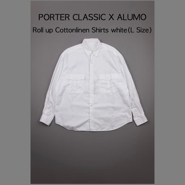 Porter Classic X Alumo 롤업 코튼린넨 셔츠 화이트