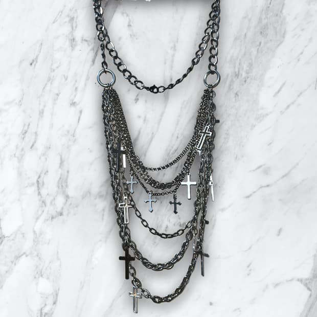 Vkei Cross layered necklace 