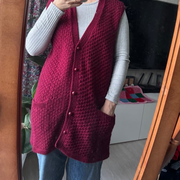 넘 예쁜 폭닥한 빈티지 니트 조끼 베스트