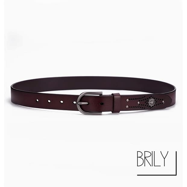 [Unisex] RL 플라워 스터드 베지터블 소가죽 클래식 웨스턴 벨트