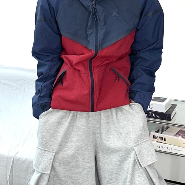 나이키 레드 네이비 테크팩 후드 바람막이 XL