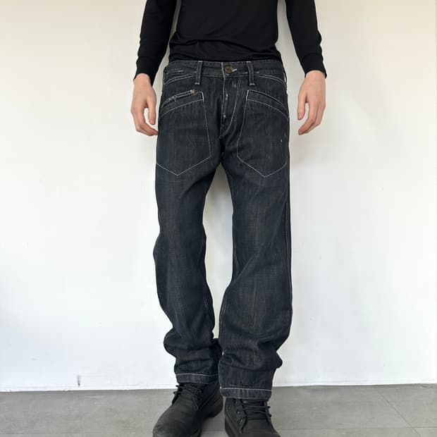 알마니 2000s 디스트로이드 포켓 새깅진