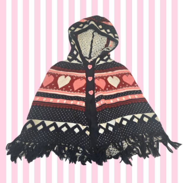 모리걸 갸루 하구미 노르딕 하트 케이프 망토