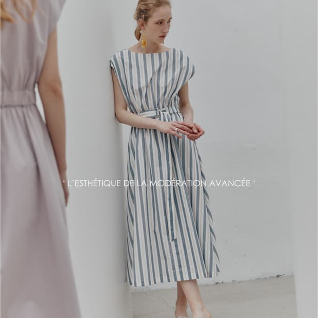 뮤제 라메르 웨이스트 밴드 코튼 벨티드 드레스 원피스 38(M)