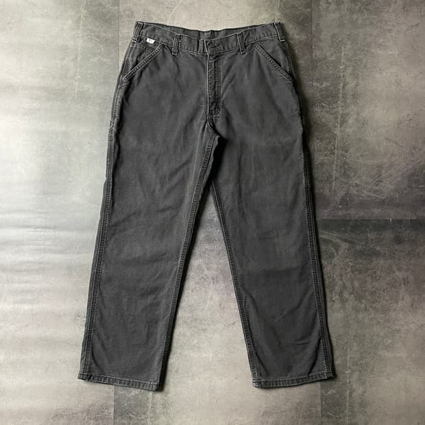 CARHARTT 칼하트 빈티지 차콜블랙 싱글니 워크팬츠