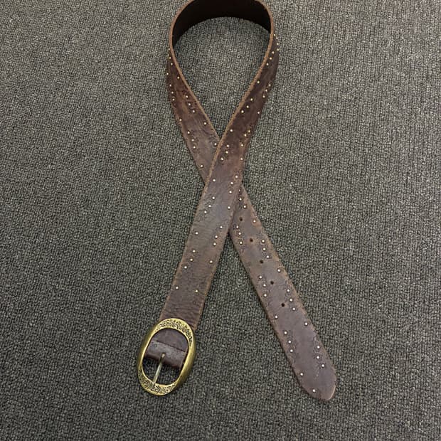 Japanese vintage 여성 스터드 웨스턴 브라운 가죽벨트