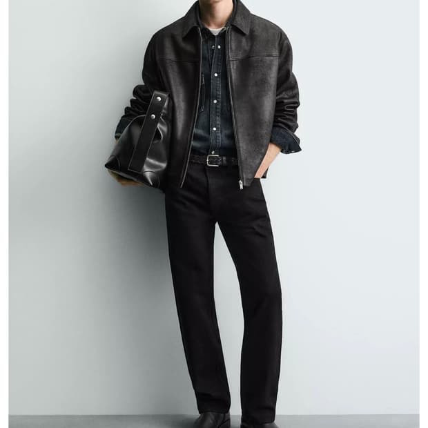 Zara 워시드 페이크 레더 재킷 M