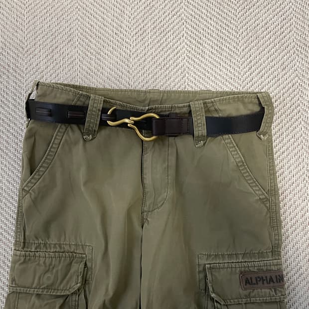 빈티지 글라벨라 골드 후크 레더벨트 