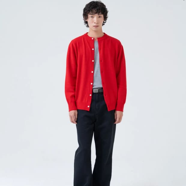 브라운야드 라운드 가디건 레드 3사이즈