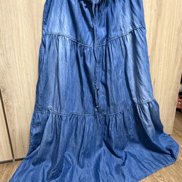 유니클로 모리걸 데님 롱스커트 하구미 스즈코