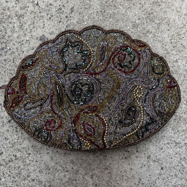 ornament beaded clutch bag