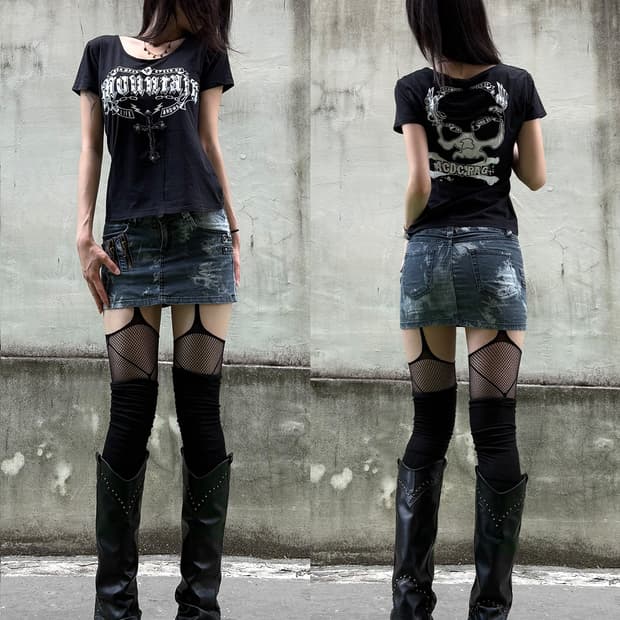 Y2K Rock Skull Graphic Tee