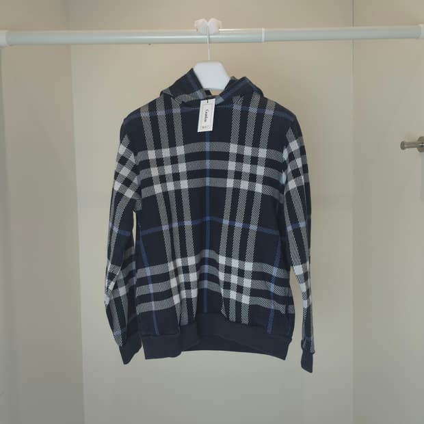 [중고/정품]  버버리 체크 코튼 자카드 후드티