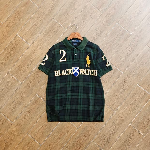 폴로 랄프로렌 빅포니 카라티 피케티셔츠 블랙와치 black watch L