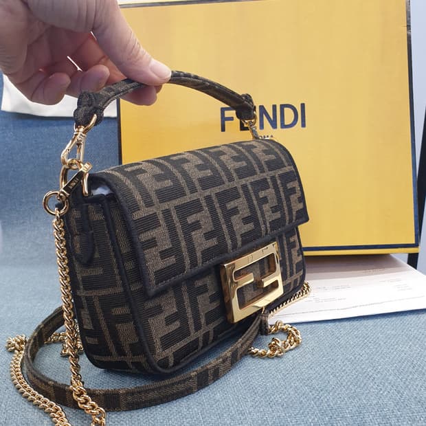 (새상품급/풀구성) 펜디 미니 바게트백 FF 패브릭