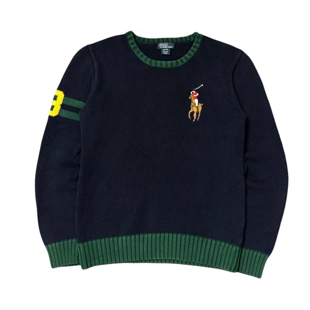 폴로 랄프로렌 키즈 빅포니 코튼 니트 네이비