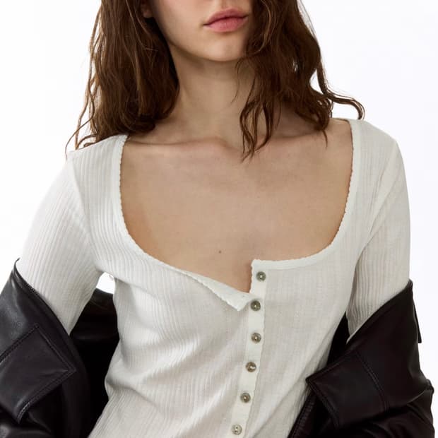 H&M 화이트 레이스 반팔 면 가디건