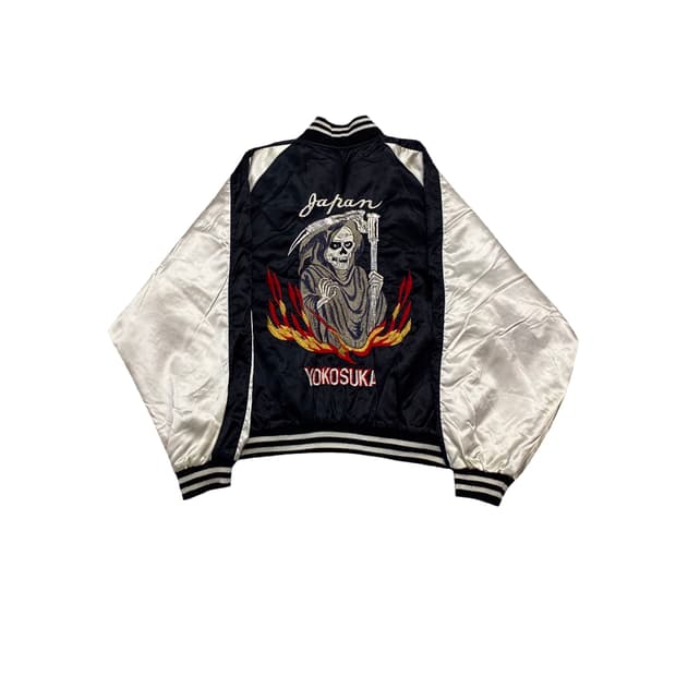 JAPANESE VINTAGE 엠브로이드 스컬 스카쟌