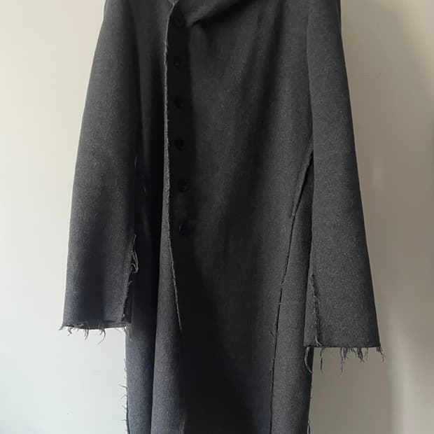 No Id asymmetrical hood coat