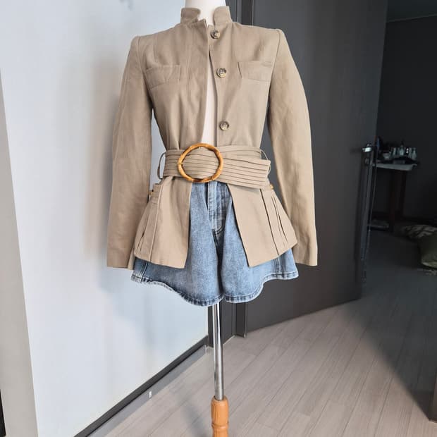 [ZARA] 자라 우먼 밤부 버클 린넨 혼방 사파리 자켓 (S)