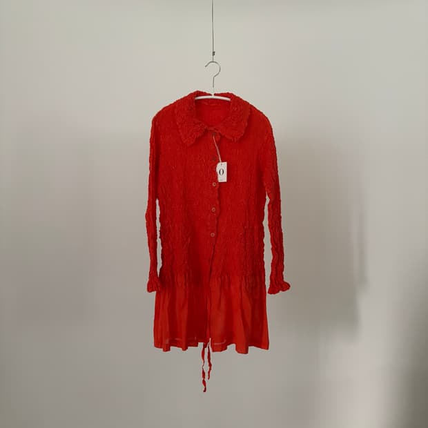 Crinkle Pleated Long Blouse