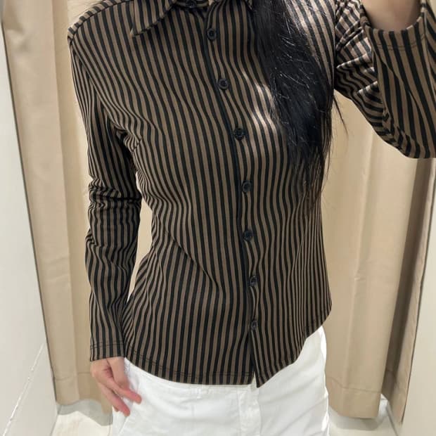 펜디 FENDI 카라넥 스트라이프 셔츠 R2801