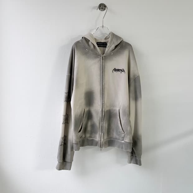 프로젝트 G/R 퓨리어스 로고 아플리케 집 후드 그레이