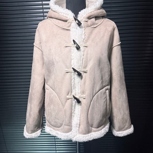 보세 양털 털 안감 베이지 후드 후디 무스탕 떡볶이 코트 여밈 아이보리 