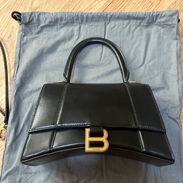 발렌시아가 아워글래스 백 스몰 S 블랙