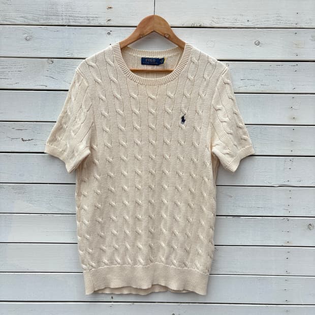 Polo 폴로 케이블 꽈배기 반팔 니트