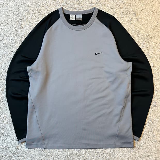 00's 나이키 올드스쿨 스우시 기능성 배색 롱슬리브 긴팔