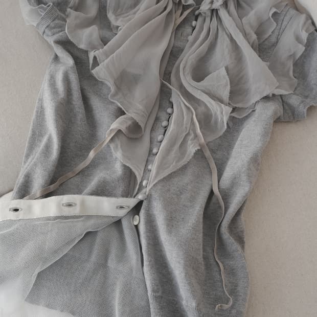 Silk frill covered button cardigan 