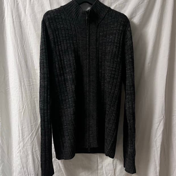 Charcoal Rib Vintage Knit Zip-Up