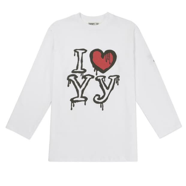 오픈와이와이 익스클루시브 i love yy 롱슬리브 티셔츠 화이트