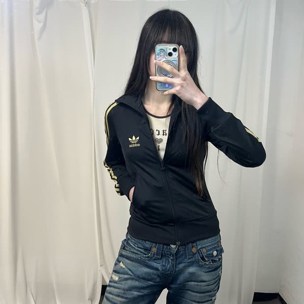 Adidas black gold Firebird jersey