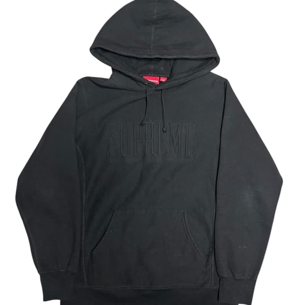 [정품] 슈프림 엠브로더리드 아웃라인 후드티 블랙 L