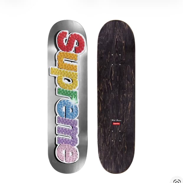 슈프림 블링 박스로고 스케이트보드 덱 플레티넘 - 22SS