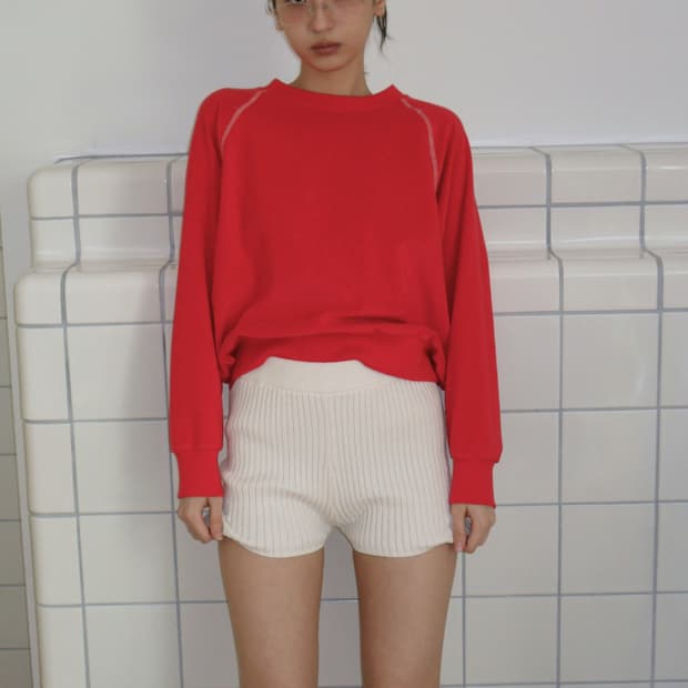 포니테일 레드 스웻셔츠