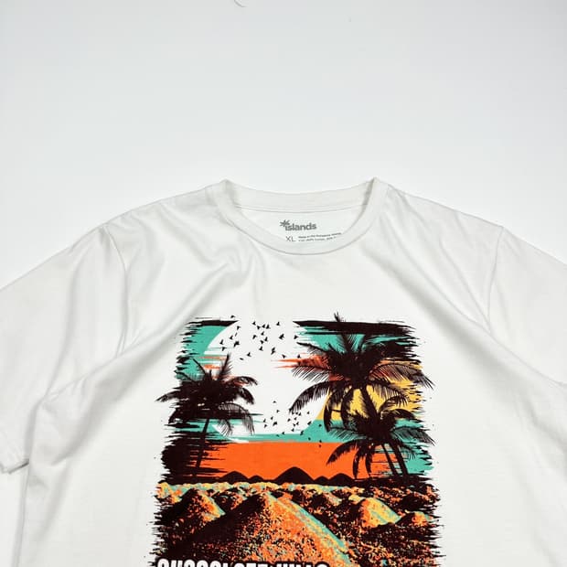 VTG 빈티지 필리핀 야자수 화이트 반팔 티셔츠 (XL)