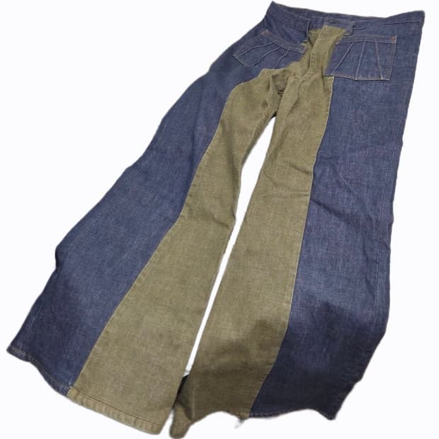 kapital 캐피탈 14oz 컬러 데님 투톤 집시 플레어 팬츠