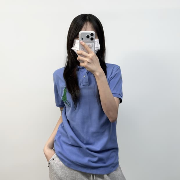 폴로 랄프로렌 빅 포니 자수 카라티 블루