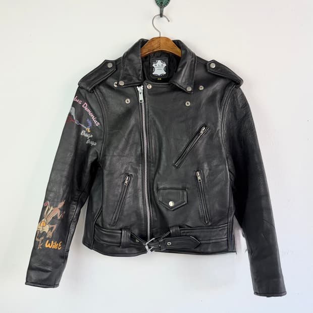 H.L.C. 루니튠즈 핸드 페인티드 레더 라이더 자켓