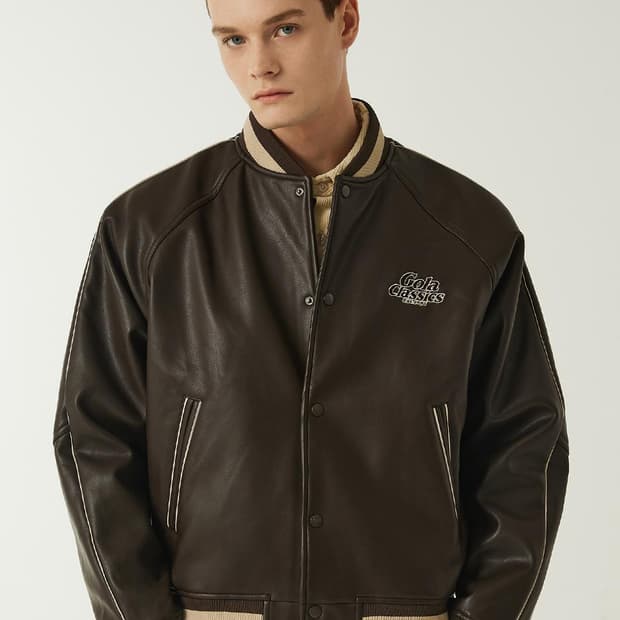 골라 Gola 시네틱 레더 바시티 자켓